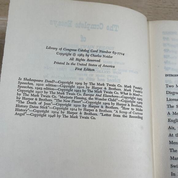 The Complete Essays of Mark Twain 1963 Vintage Hardcover Edit by Charles Neider - Picture 8 of 11